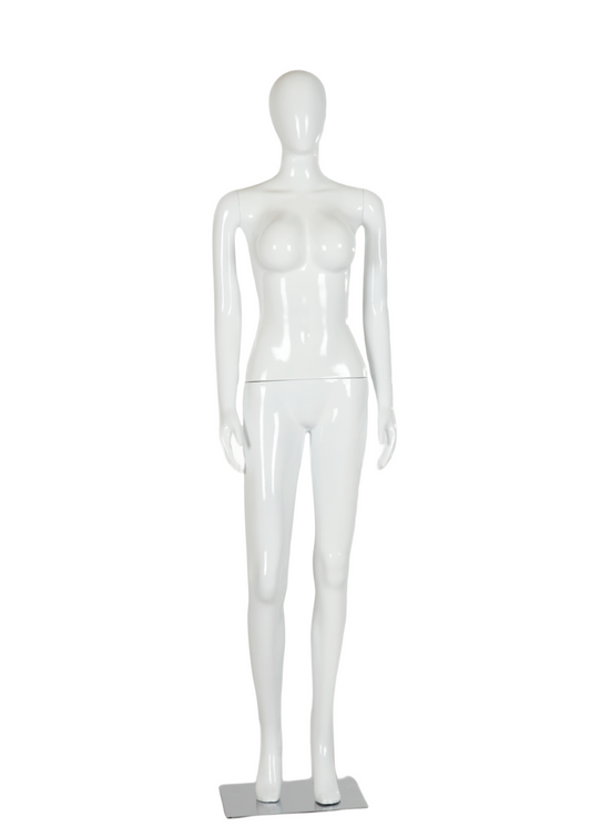 Winsdomfur Female Mannequin 72.8 Inches Big Chest Adjustable Mannequin Dress Model Full Body Plastic Detachable Mannequin Stand Display Mannequin Eggy Head Metal Base (Glosy White)