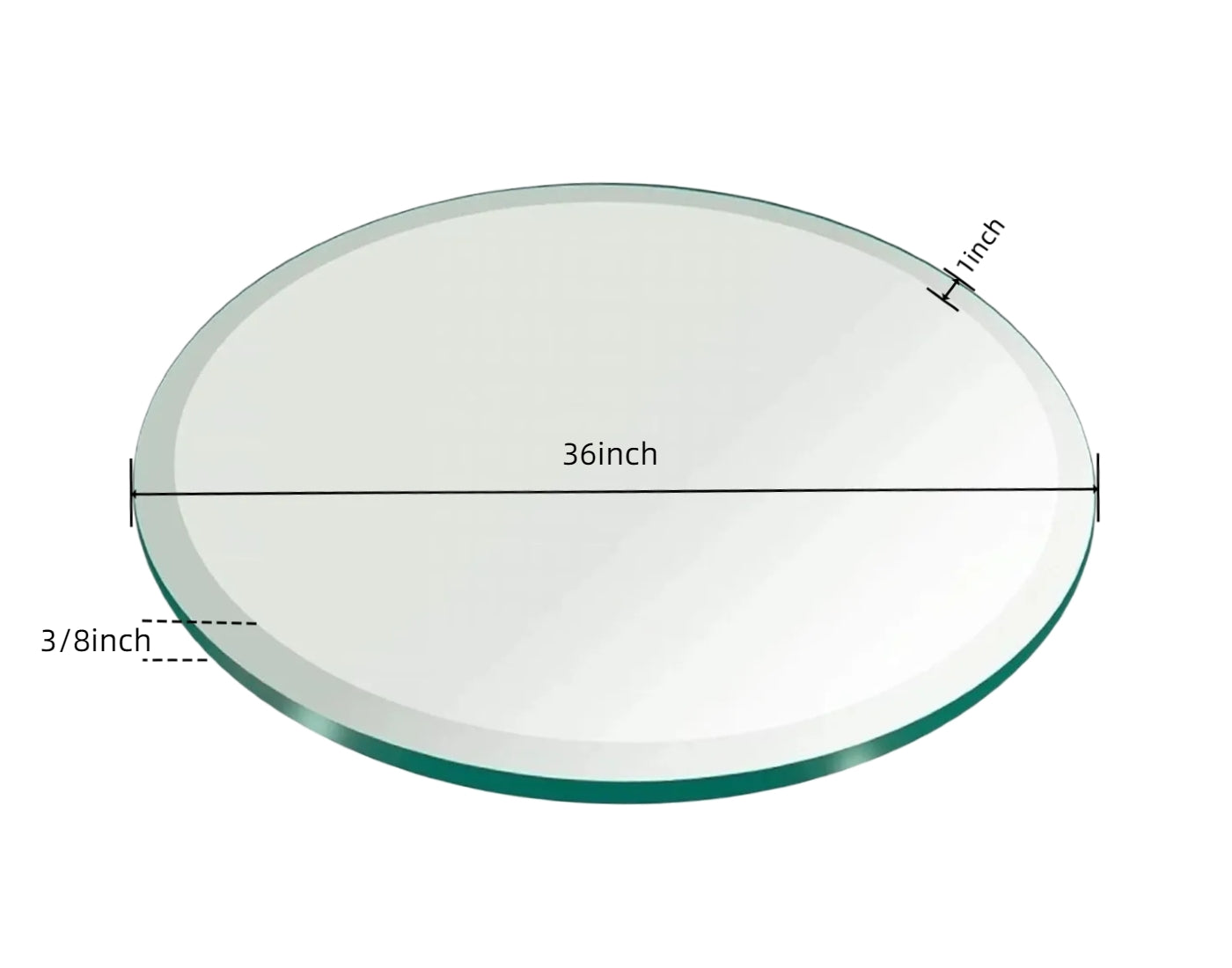 WIsdomFur 36" Round Tempered Glass Shelf Panel Table Top Clear