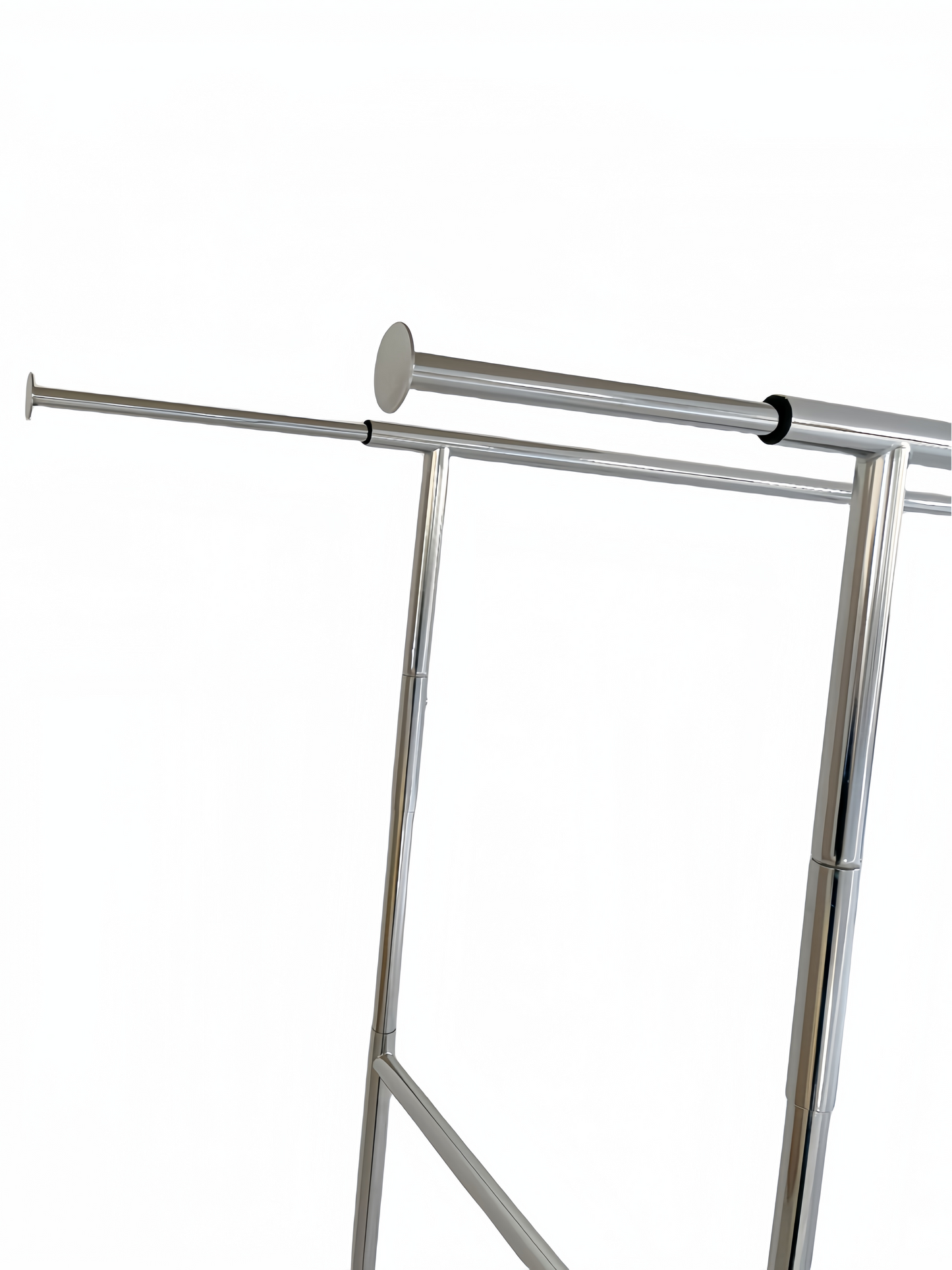 Wisdomfur Double Bars Garment Rack with Wheels, Heavy Duty Garment Rack for Hanging Clothes, Chrome, Standard Rolling Garment Rack with Wheels - Chrome