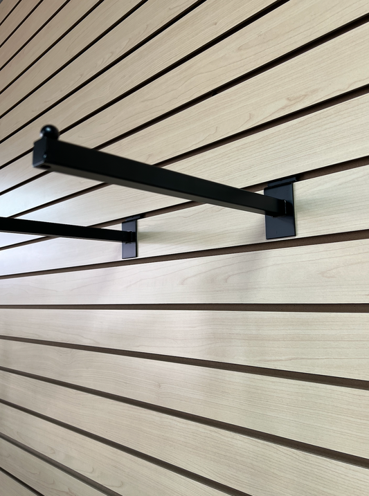 12 inch Slatwall Straight Square Arm Hook Black 2pk