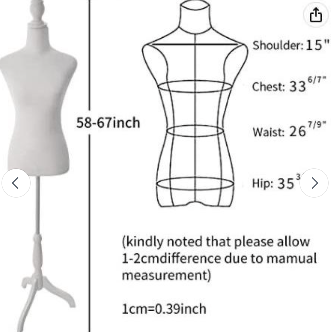Female Mannequin Torso Dress Form with Wooden Tripod Base Stand Adjustable 60-67 Inch for Sewing Dressmakers Dress Jewelry Display,Velvet