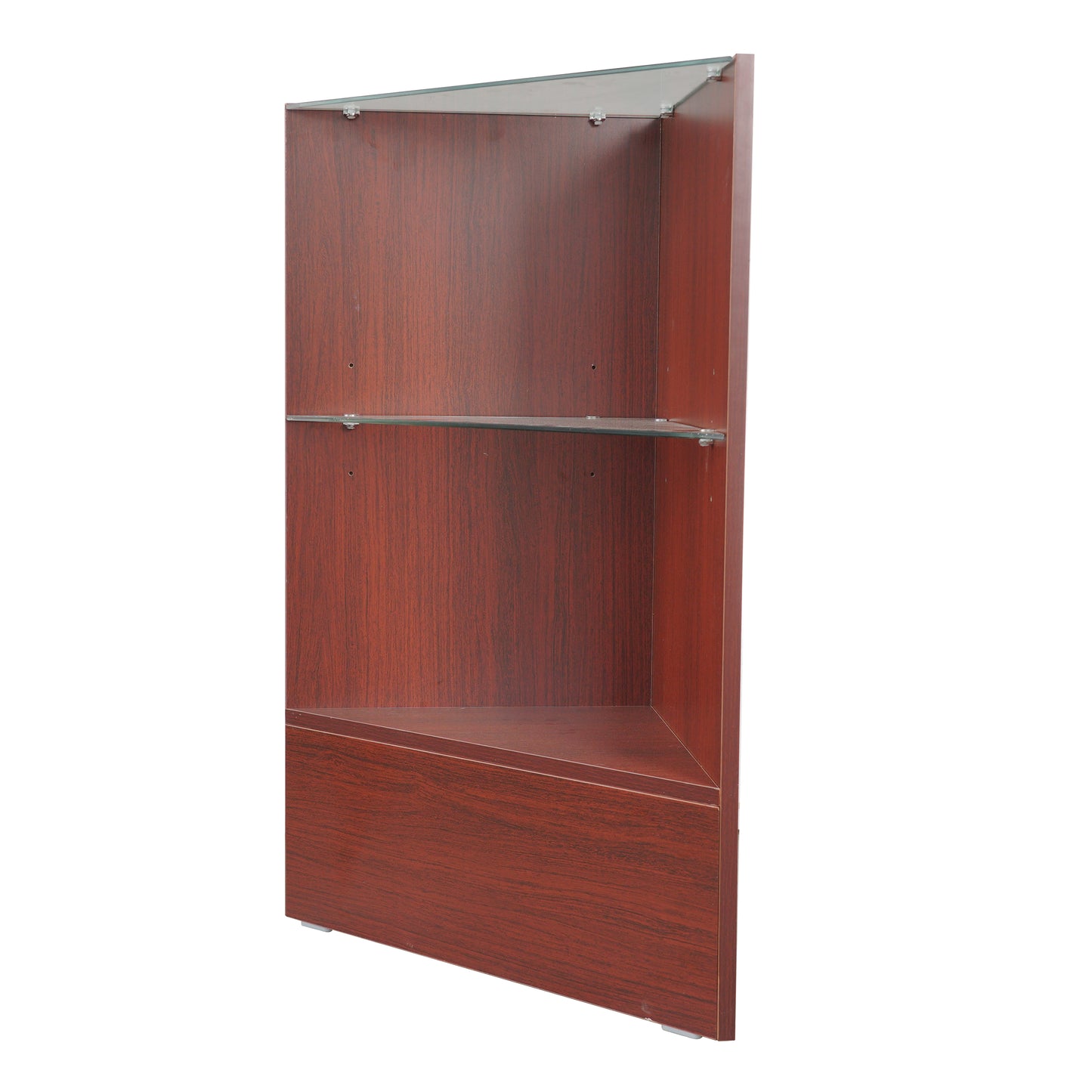 Wood Triangular Corner Filler, glass shelves/CFG