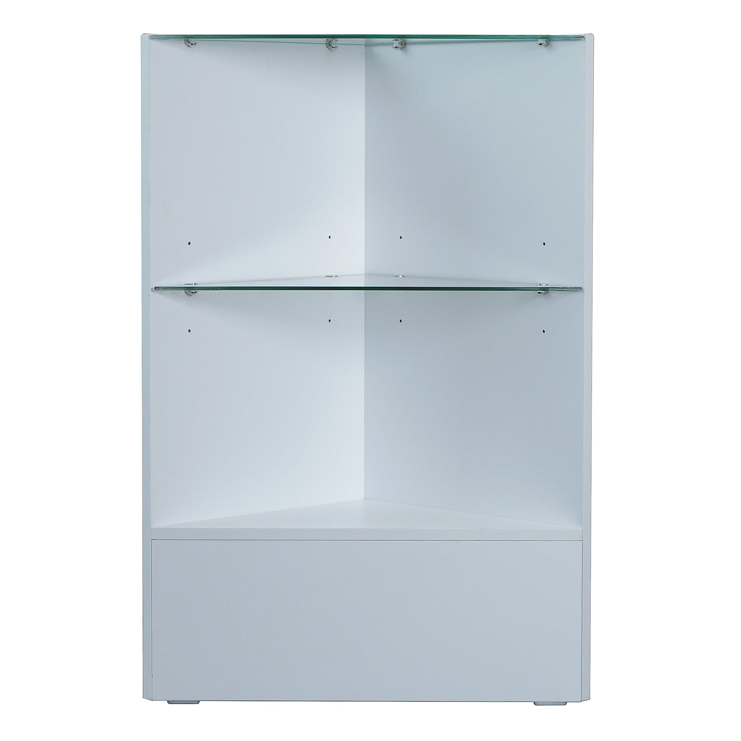 Wood Triangular Corner Filler, glass shelves/CFG