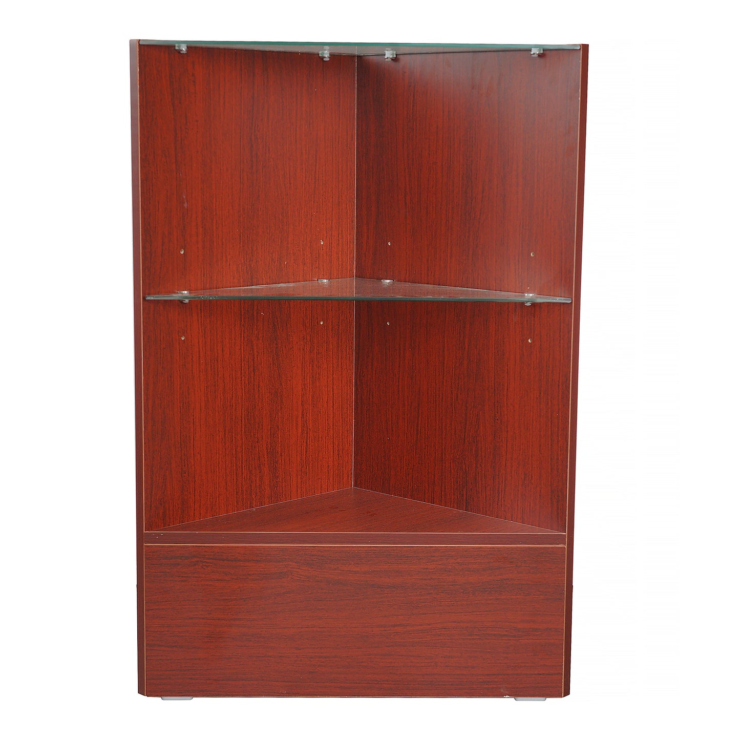 Wood Triangular Corner Filler, glass shelves/CFG
