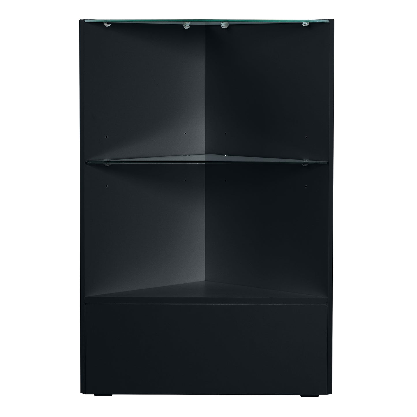 Wood Triangular Corner Filler, glass shelves/CFG