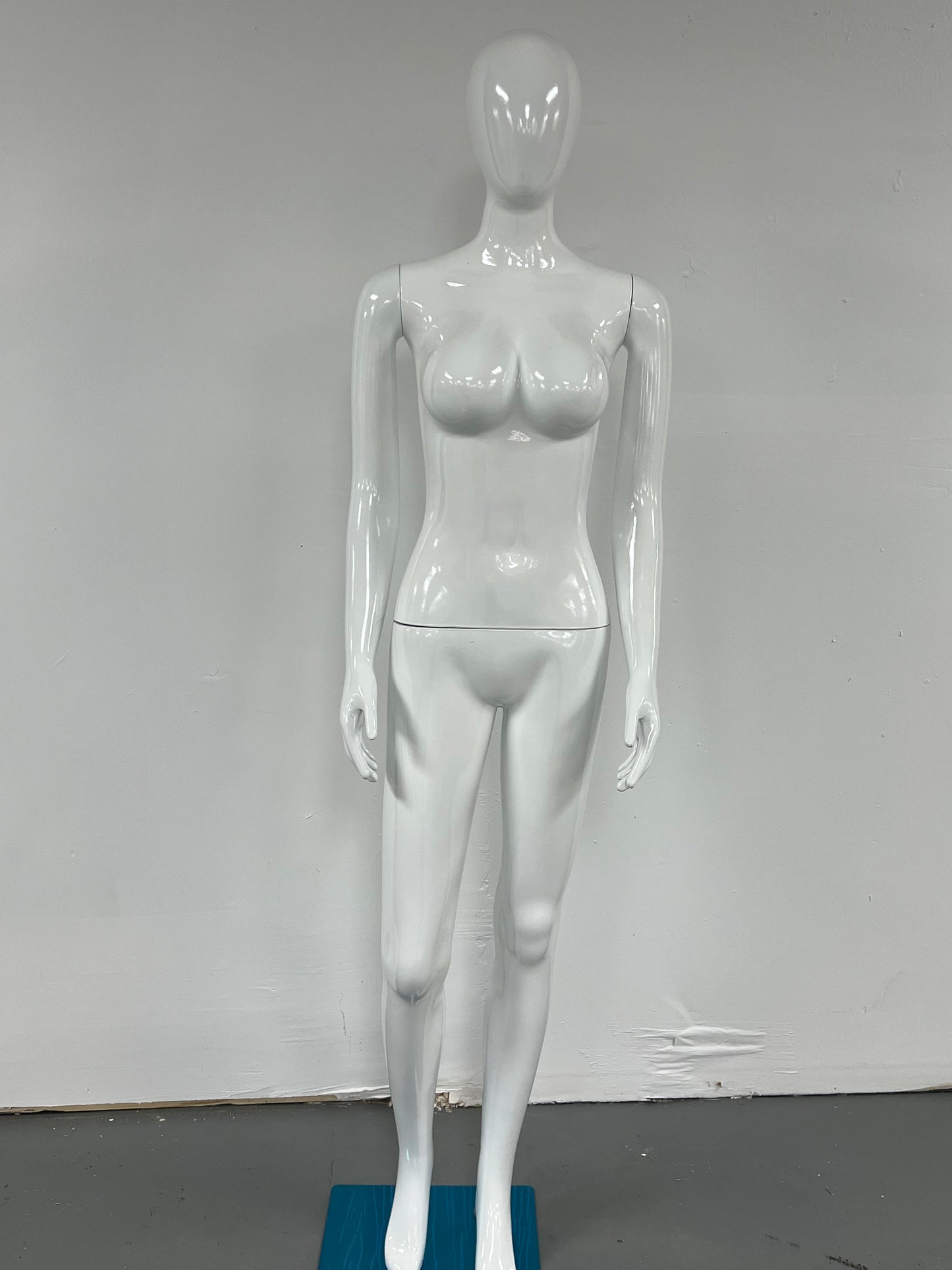 Female Mannequin Full Body Egghead White Shiny Skin