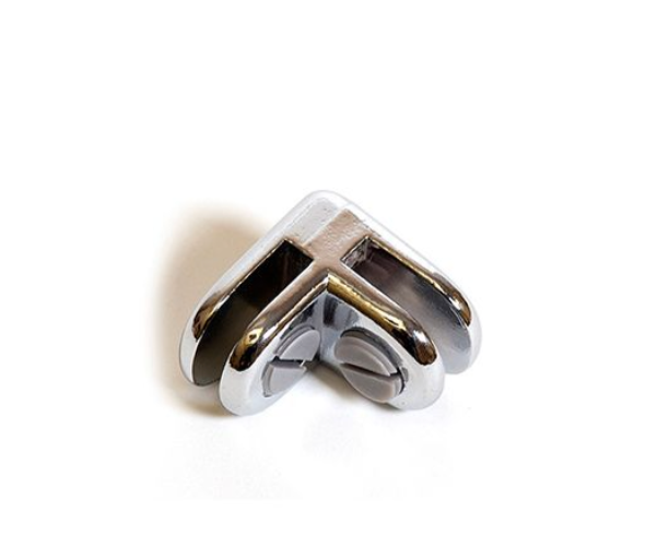 Glass Connector, 2 Way, Chrome/Single PC