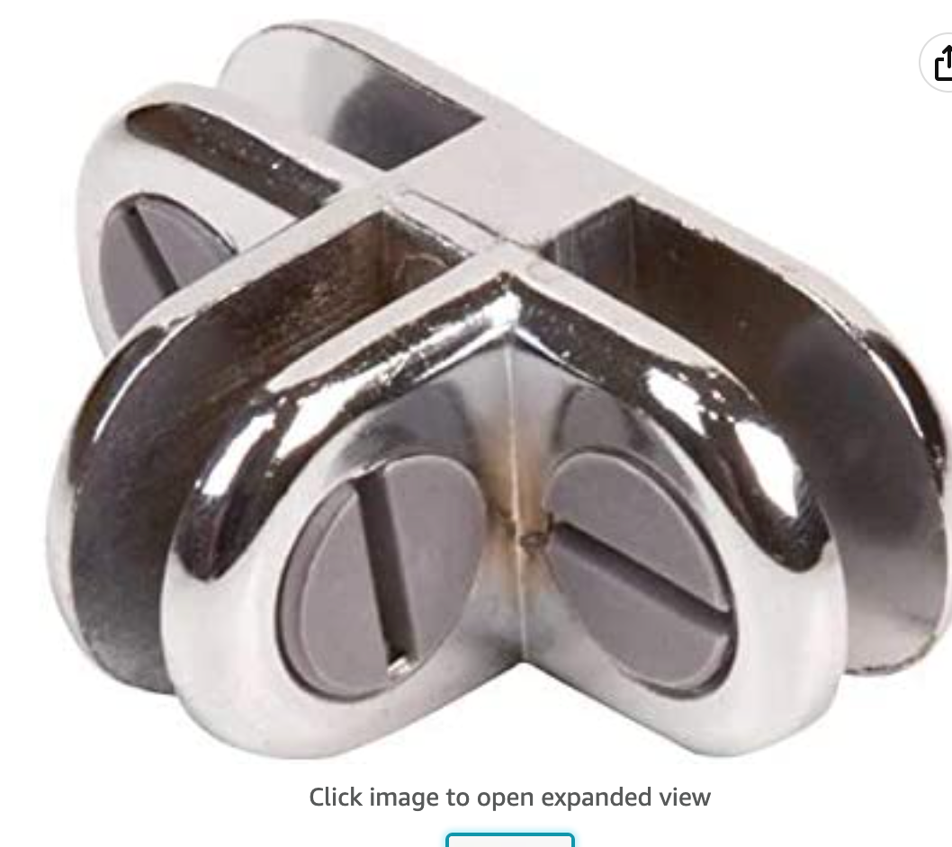 Glass Connector, 3 Way, Chrome/Single PC