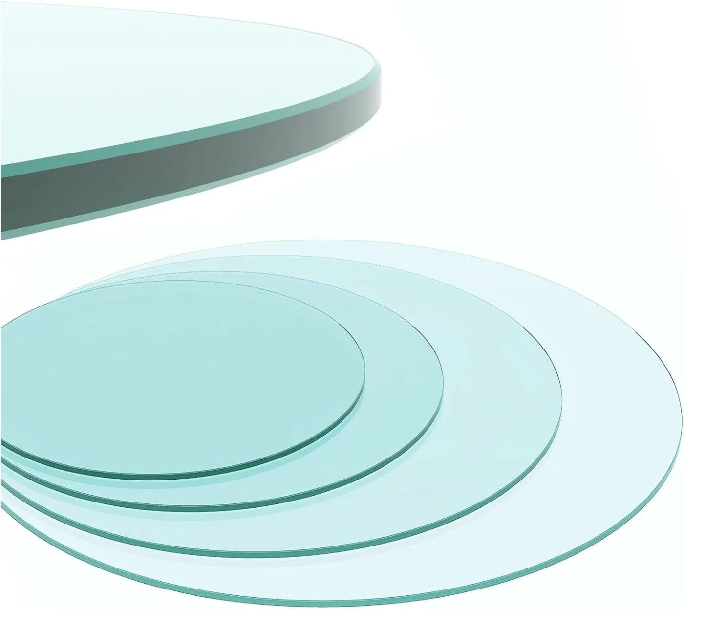 WIsdomFur 48" Round Tempered Glass Shelf Panel Table Top Clear