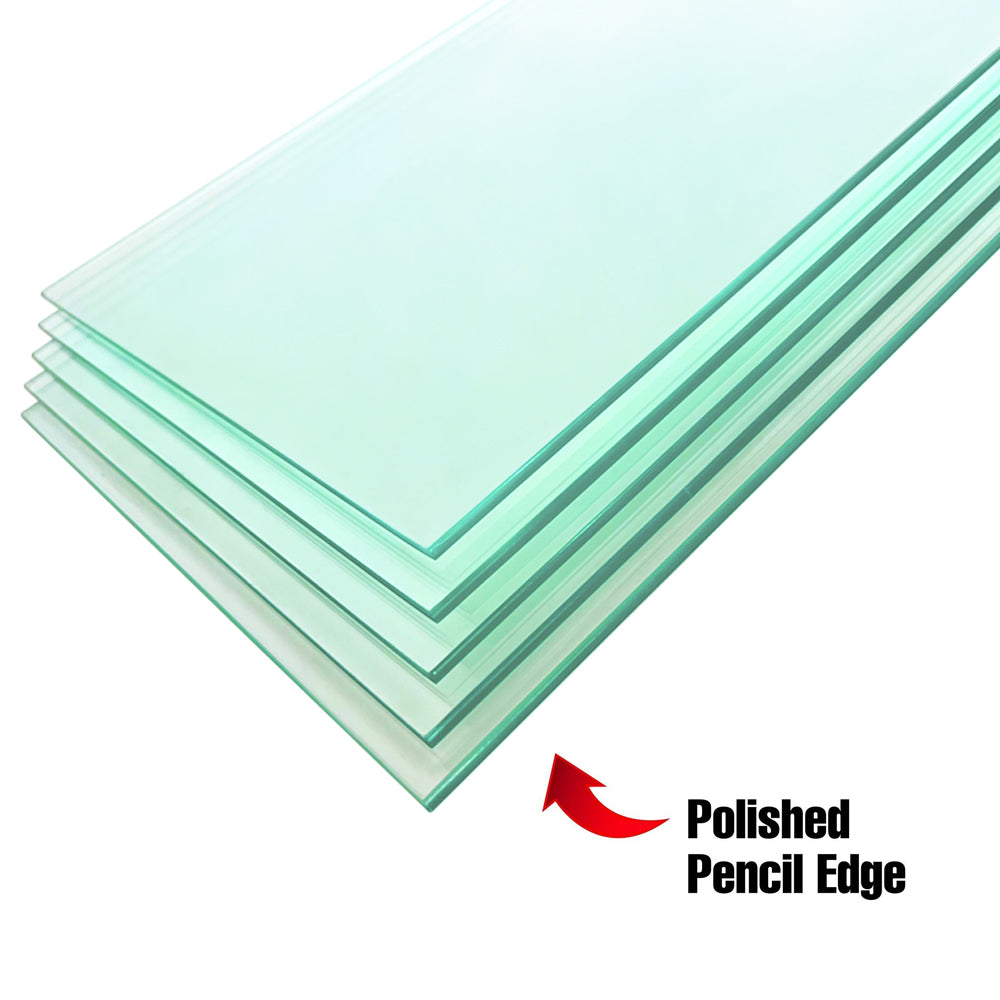 5pc Rectangular Tempered Glass Shelf Panel thickness 3/16