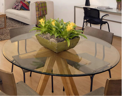 WIsdomFur 48" Round Tempered Glass Shelf Panel Table Top Clear