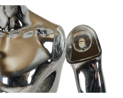 WisdomFur Male Chrome Polypropylene Unbreakable Egghead Mannequin Display Dress Form with with Glass Base, Flexible Arm, Free Split Combination, Aluminum Leg Support, and 360° Rotating Head
