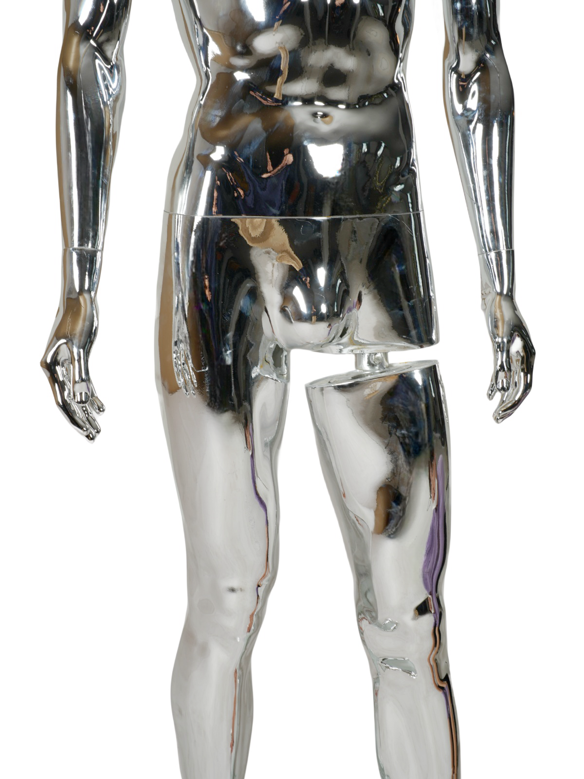 WisdomFur Male Chrome Polypropylene Unbreakable Egghead Mannequin Display Dress Form with with Glass Base, Flexible Arm, Free Split Combination, Aluminum Leg Support, and 360° Rotating Head