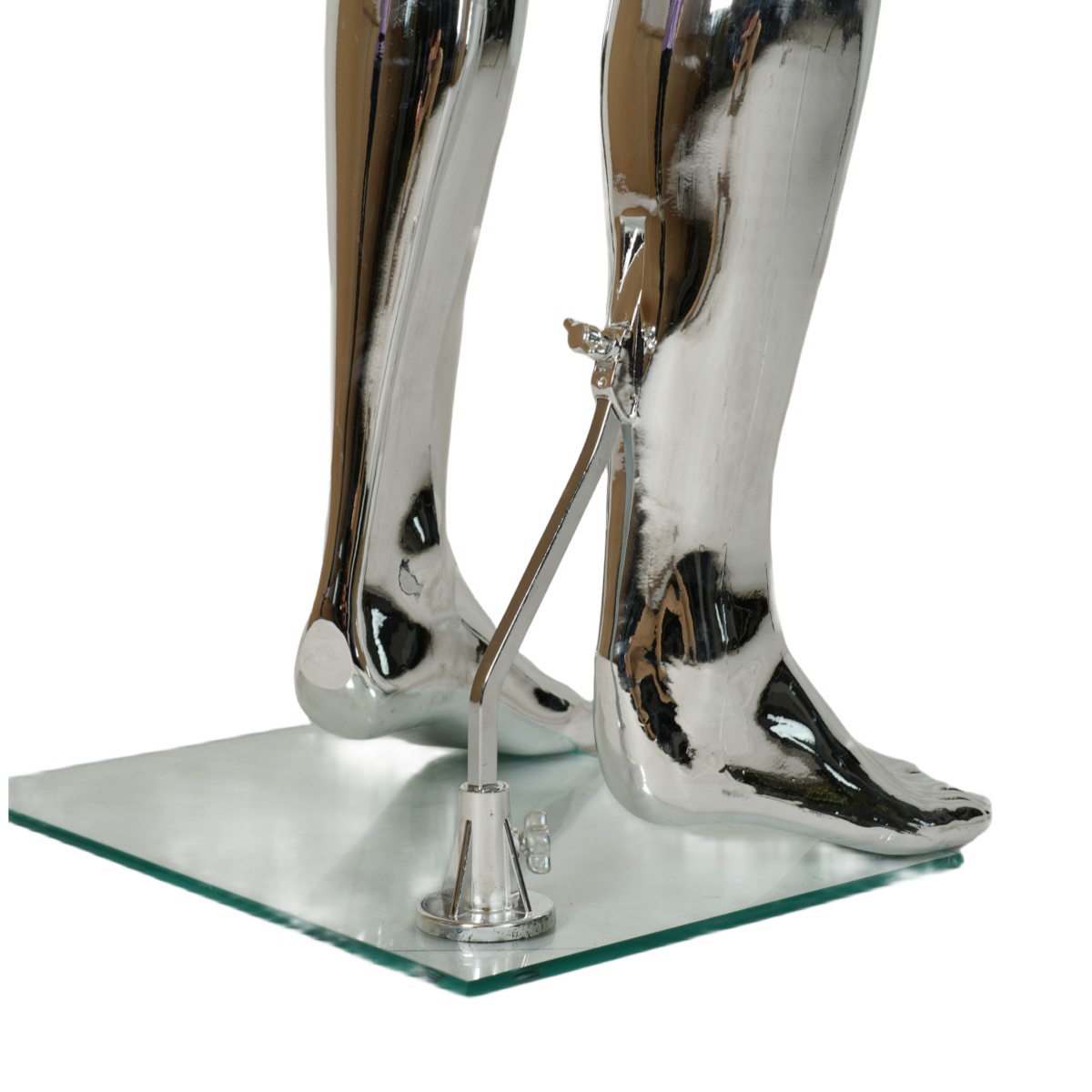 WisdomFur Male Chrome Polypropylene Unbreakable Egghead Mannequin Display Dress Form with with Glass Base, Flexible Arm, Free Split Combination, Aluminum Leg Support, and 360° Rotating Head