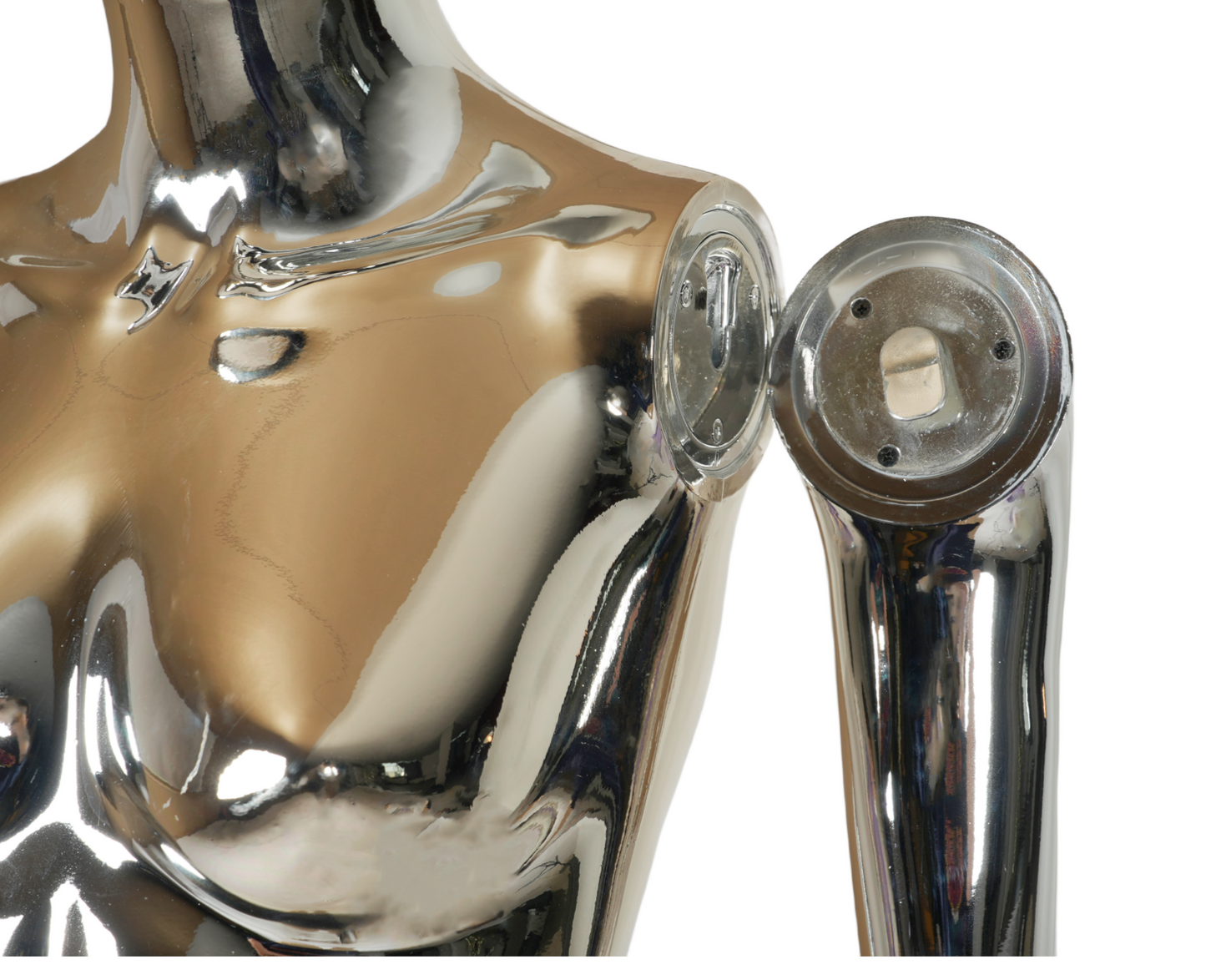 WisdomFur Female Chrome Polypropylene Unbreakable Egghead Mannequin Display Dress Form with Glass Base, Flexible Arm, Free Split Combination, Aluminum Leg Support, and 360° Rotating Head