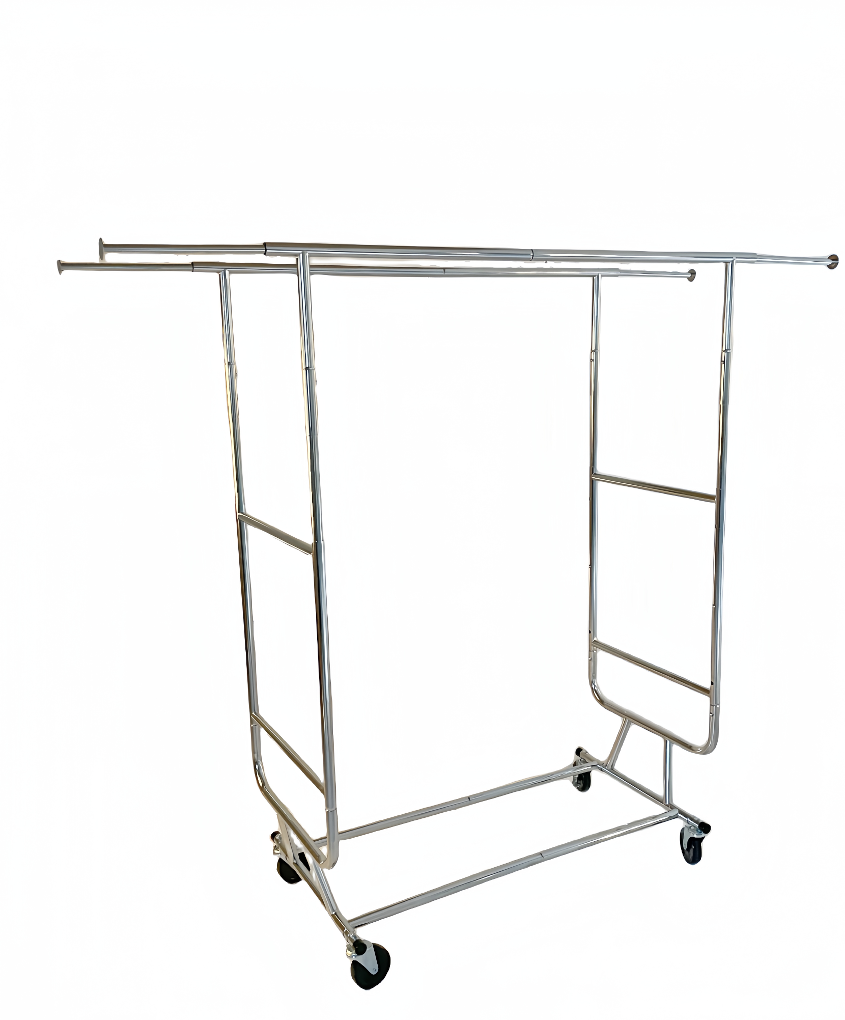 Wisdomfur Double Bars Garment Rack with Wheels, Heavy Duty Garment Rac ...