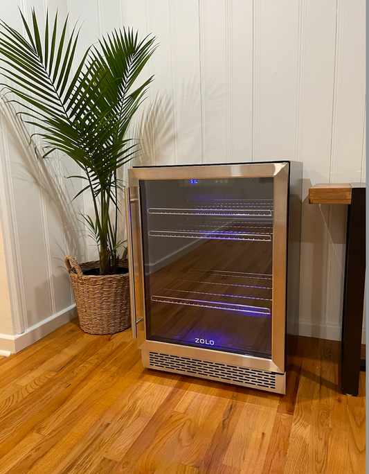 4.4 CU ft Beverage cooler stainless steel glass door