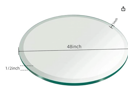 WIsdomFur 48" Round Tempered Glass Shelf Panel Table Top Clear