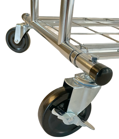 Wisdomfur Heavy Duty Clothing Rack with Wheels, shelf Clothing Racks for Hanging Clothes Rolling Clothes Rack Adjustable Garment Rack Commercial Portable Clothes Rack - Chrome