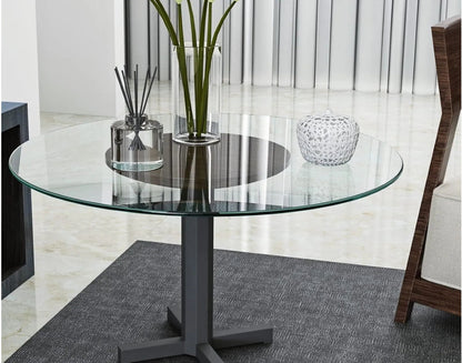 WIsdomFur 48" Round Tempered Glass Shelf Panel Table Top Clear