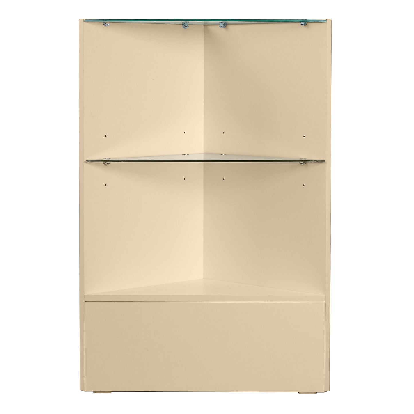 Wood Triangular Corner Filler, glass shelves/CFG