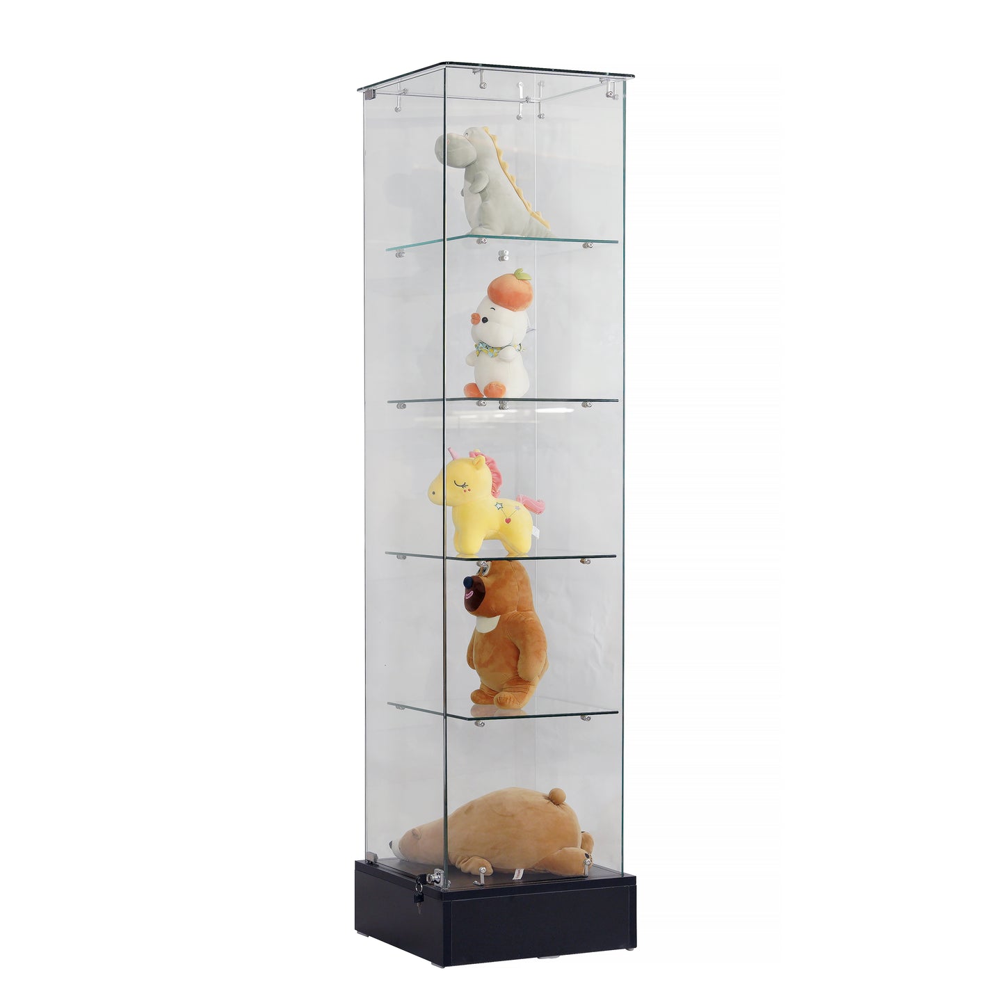 Retail store Extra Vision frameless Towercase Black Hinged Door 18"Lx 18"W x 72"H