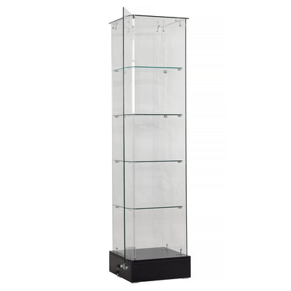 Retail store Extra Vision frameless Towercase Black Hinged Door 18"Lx 18"W x 72"H