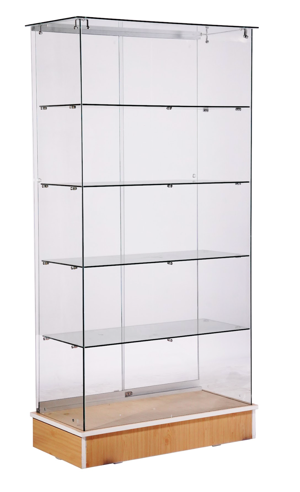 36”x 18” x 72”Frameless All Glass Wall-case Black Base/SAGW3B