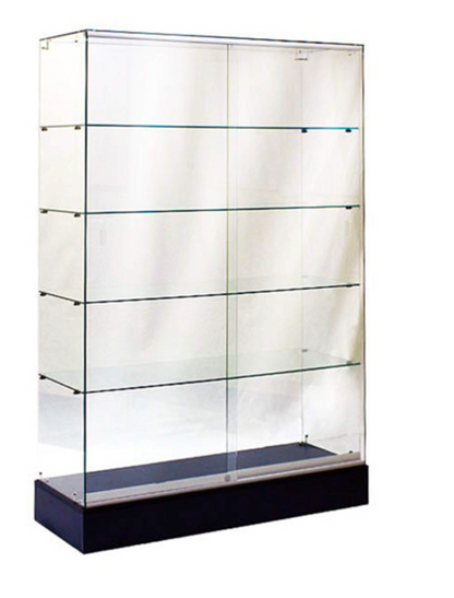 36”x 18” x 72”Frameless All Glass Wall-case Black Base/SAGW3B
