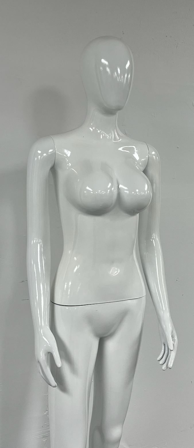 Female Mannequin Full Body Egghead White Shiny Skin